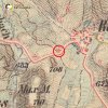 Radošov - železný kříž | železný kříž u bývalého Radošova na výřezu mapy 3. vojenského františko-josefského mapování z roku 1879