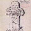 Protivec - smírčí kříž | smírčí kříž na kresbě Karla Šrámka z roku 1945