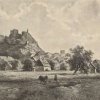 Andělská Hora - hrad Andělská Hora (Engelsburg) | hrad Andělská Hora na kresbě z konce 19. století