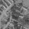 Mirotice - mladší tvrz | chátrající areál bývalého poplužního dvora s budovou tvrze na snímku vojenského leteckého mapování z roku 1952