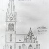 Žlutice - kostel sv. Petra a Pavla | plány na regotizaci kostela v duchu purismu od architekta Josefa Mockera z roku 1897