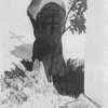 Protivec - smírčí kříž | smírčí kříž na akvarelu Karla Šrámka z roku 1945