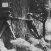 Dalovice - Körnerův dub | oblíbené objímání kmene Körnerova dubu počátkem 20. století