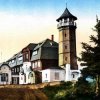 Jáchymov - rozhledna na Klínovci | výhlídková věž na kolorované pohlednici z roku 1915