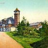 Rozhledna na Klínovci | hotel na kolorované pohlednici z doby kolem roku 1915