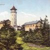 Rozhledna na Klínovci | rozhledna s hotelem a novým výstavním sálem po roce 1907