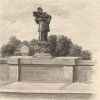 Rybáře - socha sv. Jana Nepomuckého | socha světce na kresbě Karla Golda z 20. let 20. století