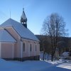 Suchá - kostel Nejsvětějšího Srdce Ježíšova | západní průčelí kostela v Suché - leden 2011
