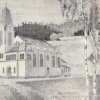 Potůčky - kostel Navštívení Panny Marie | nákres návrhu podoby nového kostela od architekta Karla Mattusche z Karlových Varů z doby před rokem 1909