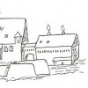 Jáchymov - špitál | budova špitálu v sousedství kostela Všech Svatých na výřezu horní mapy Jáchymova z roku 1593