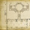Ostrov - kaple sv. Anny | plán pohřební kaple sv. Anny s bočními přístavky a přímým vstupem do klášterního kostela z tzv. Dientzenhoferovského skicáře z doby kolem roku 1680