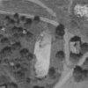 Holetice - kaple Panny Marie Růžencové | opuštěná kaple Panny Marie Růžencové v Holeticích na snímku vojenského leteckého mapování - červenec 1975