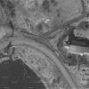 Lochotín - kostel Nanebevzetí Panny Marie | opuštěný kostel Nanebevzetí Panny Marie v bývalém Lochotíně na leteckém snímku vojenského leteckého mapování z roku 1962