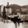 Karlovy Vary - sloup se sousoším Nejsvětější Trojice | sloup se sousoším Nejsvětější Trojice v době kolem roku 1898
