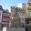 Karlovy Vary - sloup se sousoším Nejsvětější Trojice | sloup se sousoším Nejsvětější Trojice v Karlových Varech - březen 2011