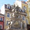 Karlovy Vary - sloup se sousoším Nejsvětější Trojice | sloup se sousoším Nejsvětější Trojice a Korunování Panny Marie - březen 2011