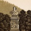 Karlovy Vary - busta Johanna Wolfganga von Goetha | busta Johanna Wolfganga von Goetha na polygrafii z doby kolem roku 1900