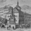 Karlovy Vary - stará radnice | budova staré radnice na kresbě z první poloviny 19. století