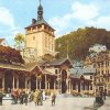 Karlovy Vary - Tržní kolonáda | Tržní kolonáda na kolorované pohlednici z doby po roce 1905
