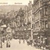 Karlovy Vary - Tržní kolonáda | dřevěná Tržní kolonáda na pohlednici z roku 1909