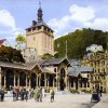 Karlovy Vary - hrad (Zámecká věž) | Zámecká věž na kolorované pohlednici před rokem 1918