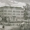 Karlovy Vary - Vojenský lázeňský ústav | Vojenský lázeňský ústav na litografii z doby po roce 1855