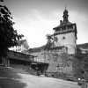 Karlovy Vary - Zámecká kolonáda | provizorní zastřešení Zámeckého pramene po demolici staré Zámecké kolonády na fotografii z roku 1909