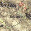 Nahořečice - železný kříž | železný kříž při cestě do Kostrčan na výřezu mapy 2. františkovo vojenského mapování z lroku 1846