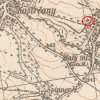 Nahořečice - železný kříž | železný kříž při cestě do Kostrčan na výřezu mapy topografické sekce 3. vojenského mapování z 20. let 20. století