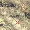 Nahořečice - železný kříž | železný kříž na rozcestí při silnici do Libkovic na výřezu mapy 2. františkovo vojenského mapování z lroku 1846