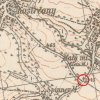 Nahořečice - železný kříž | železný kříž na rozcestí při silnici do Libkovic na výřezu mapy topografické sekce 3. vojenského mapování z 20. let 20. století