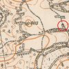 Přestání - boží muka | špatně rozpoznatelná značka snad stromu s obrázkem (Bildbaum) u Přestání na mapě topografické sekce 3. vojenského mapování z 20. let 20. století.