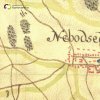 Novosedly - železný kříž | železný kříž na okraji vsi Novosedly na mapě 1. vojenského josefského mapování z let 1764-1768