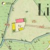 Mlyňany - tvrz | hospodářský dvůr čp. 17 v Mlyňanech na císařském otisku mapy stabilního katastru vsi z roku 1841