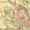 Žlutice - Kaštanový kříž | původní dřevěný kříž na významném rozcestí na severozápadním okraji města Žlutice na mapě 1. vojenského josefského mapování z let 1764-1768