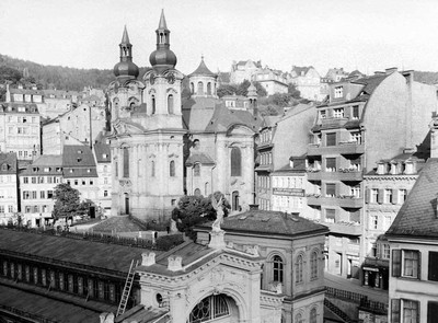 kostel sv. Máří Magdalény na fotografii z roku 1936